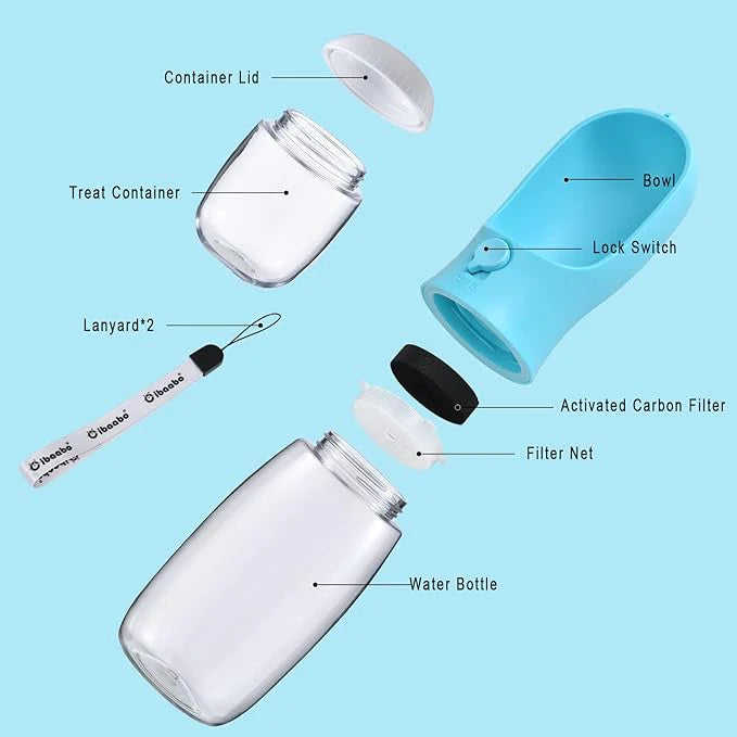 Portable Dog Water Bottle Food Feeder Drinker Poop Dispenser 3 in 1 Leak-Proof Multifunctional Dog Water Bottle